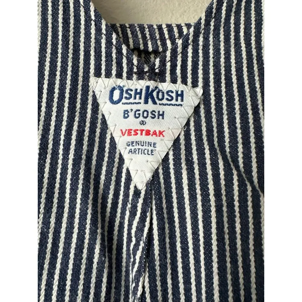 Vintage OshKosh B’Gosh Vestbak Hickory Stripe Overalls 18M Made USA Railroad